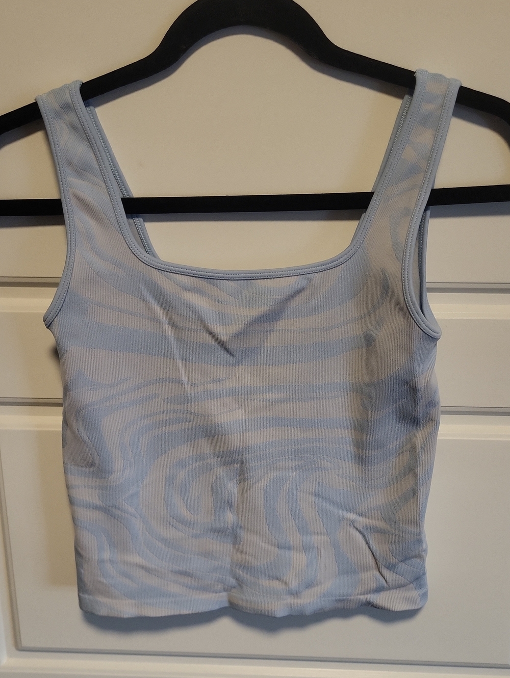 Hollister Light Blue Swirl-Pattern Square-Neck Ribbed Tank